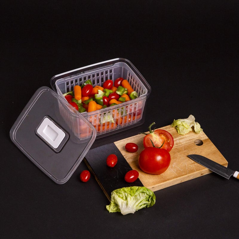 BINO | Produce Saver - 15.2 Cup/3.6L | Fridge Storage Containers for Fruits and Vegetables | Vegetable Storage with Adjustable Air Vent, Removable Basket | BPA-Free Fridge Organizers and Storage - Image 4